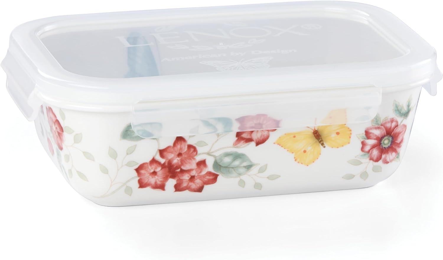 Butterfly Meadow White Rectangular Porcelain Food Storage Container