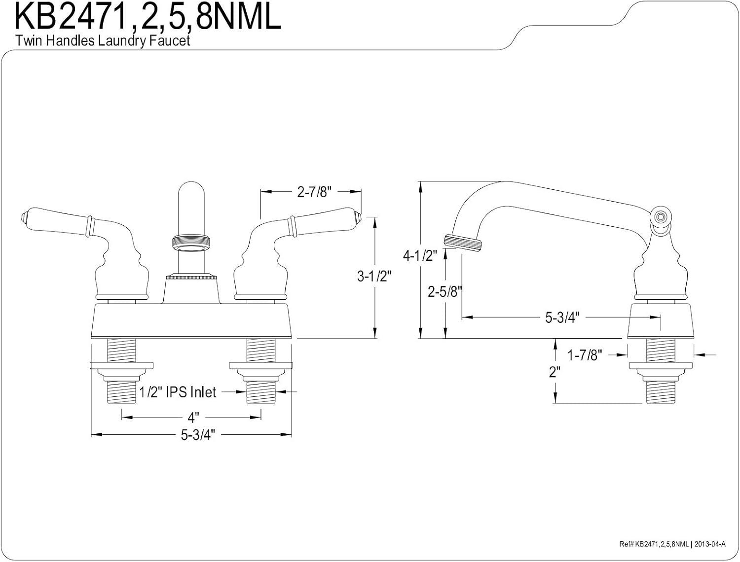 Kingston Brass Two-Handle 2-Hole Deck Mount Laundry Faucet