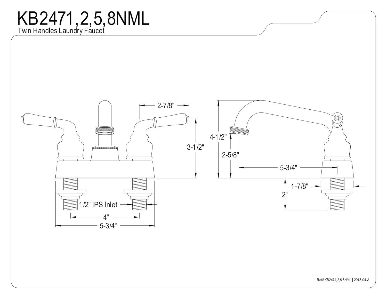 Kingston Brass Two-Handle 2-Hole Deck Mount Laundry Faucet