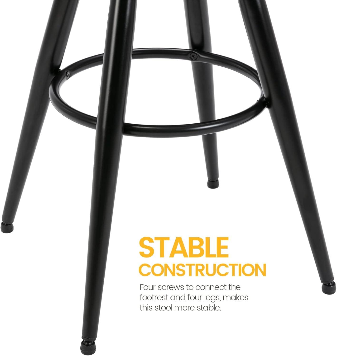 Brage Living 29-32.5 Inch Industrial Adjustable Bar Stool, Swivel Round Seat Metal Barstool with Legs, Backless Heavy Duty Airlift Bar Chair for Kitchen Dining Pub Cafe (Black)