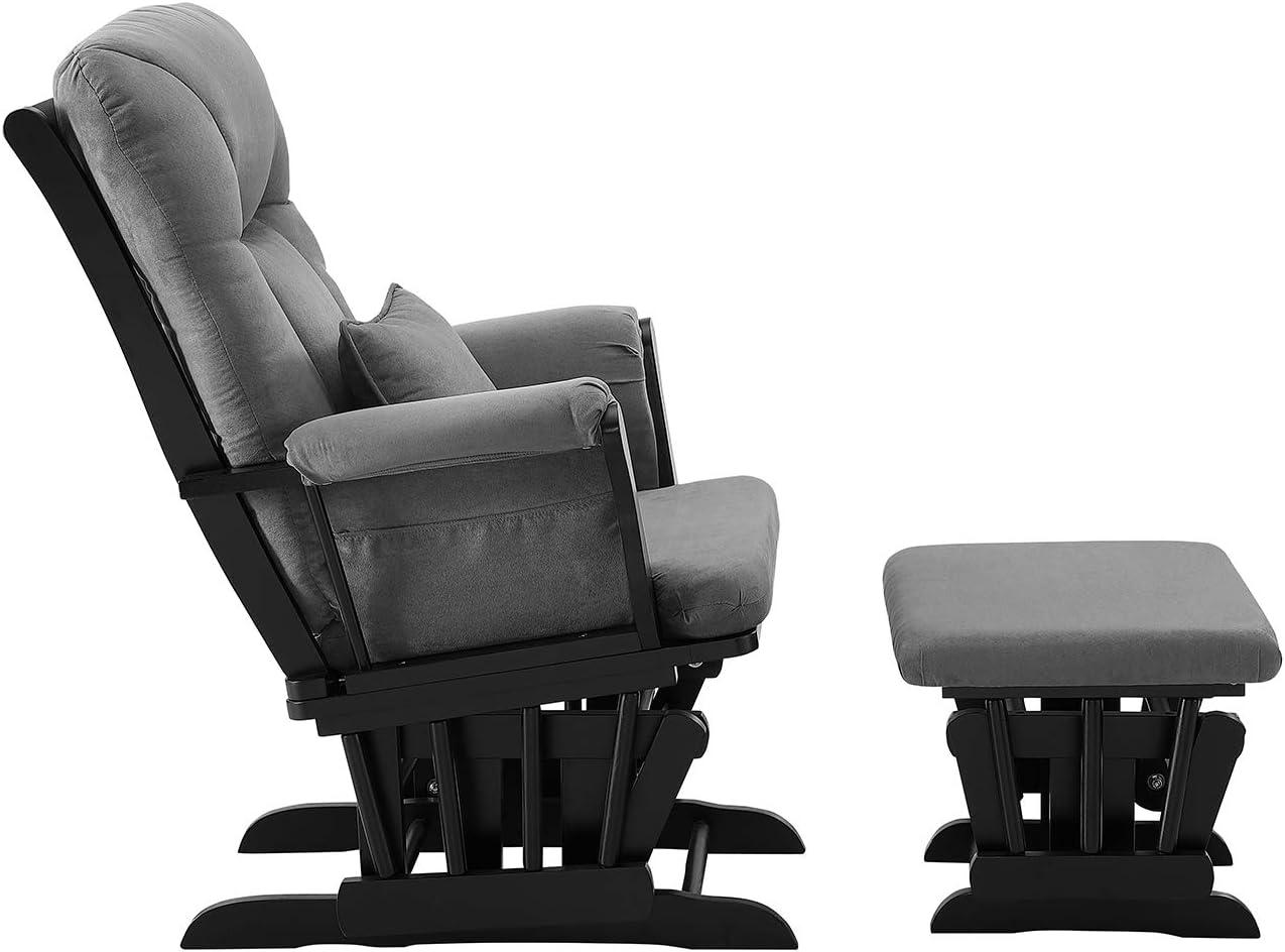 Angel Line Monterey II Glider and Ottoman, Black Finish with Dark Gray Cushions