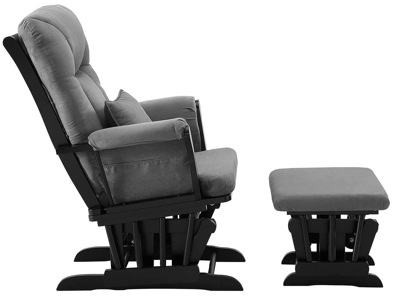 Angel Line Monterey II Glider and Ottoman, Black Finish with Dark Gray Cushions