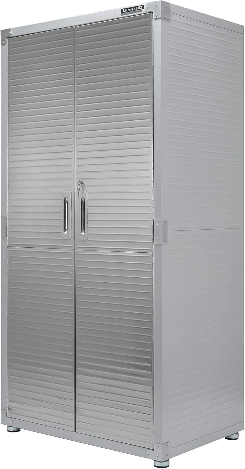 Seville Classics UltraHD Steel 2-Door Lockable Garage Storage Cabinet, 36 x 24 x 72, Granite Gray
