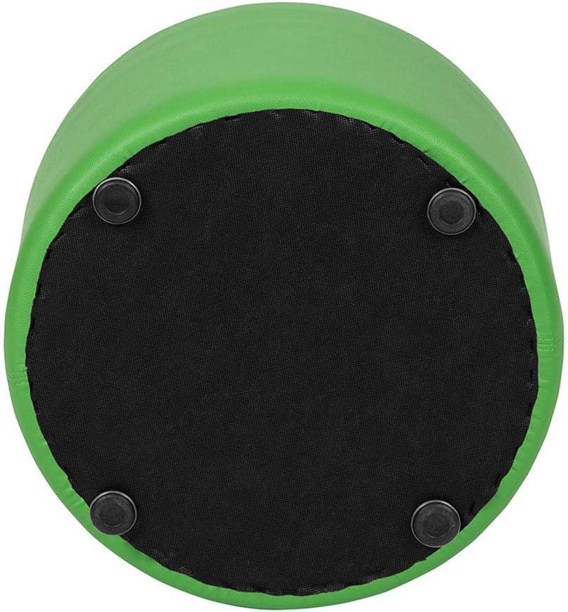 Modern Green Vinyl Round Ottoman with Plywood Frame - 12" Height