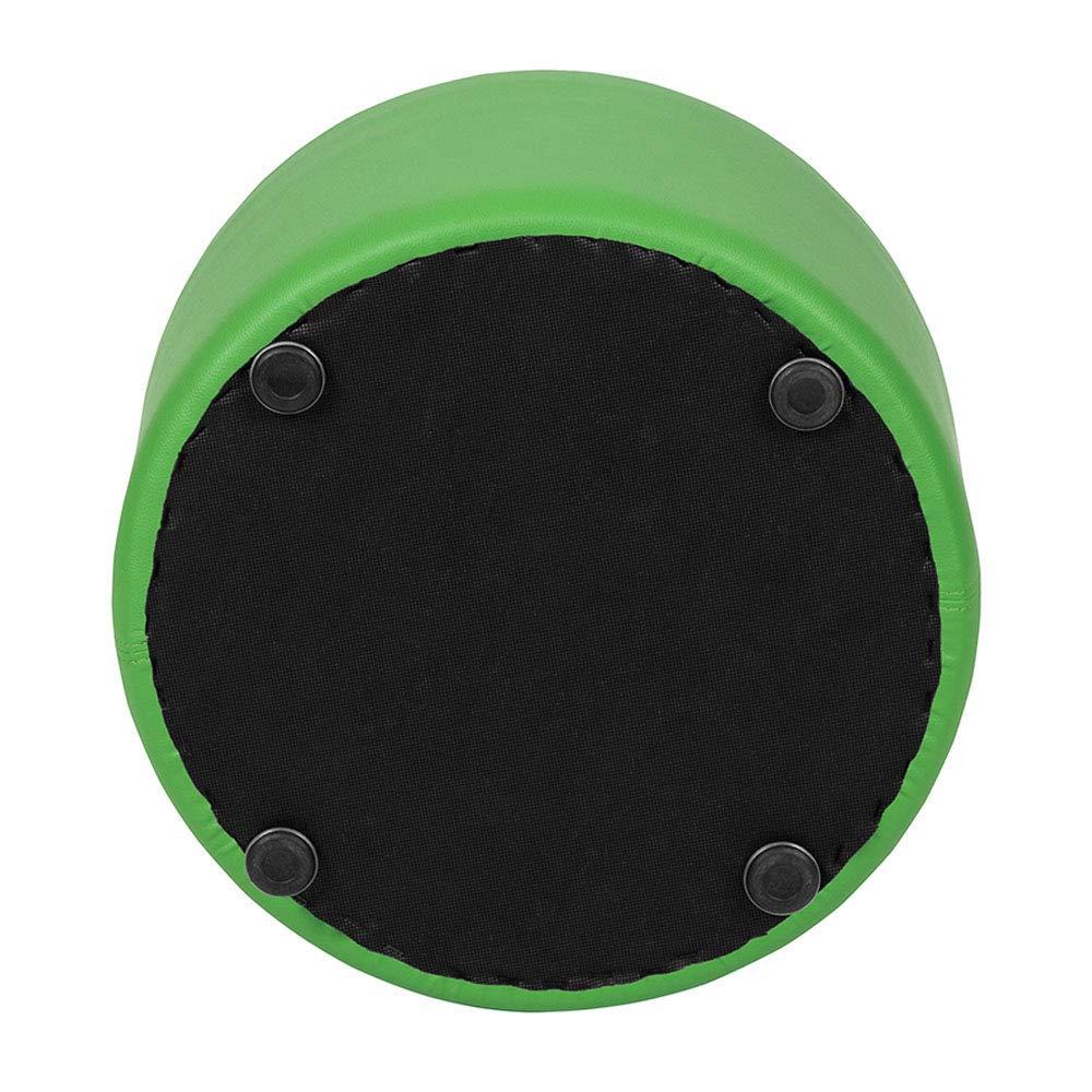 Modern Green Vinyl Round Ottoman with Plywood Frame - 12" Height