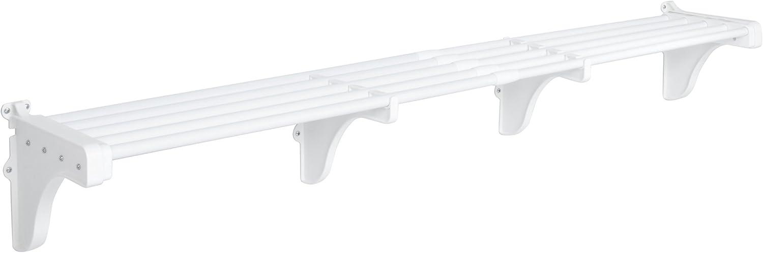 EZ Shelf-Expandable-Garage Shelf- -White- Easy to Install -Strong (up to 250 Lbs)- Wire Shelving Alternative –Wall Mounted Garage Shelf Organizer (White, 40.5" - 75")