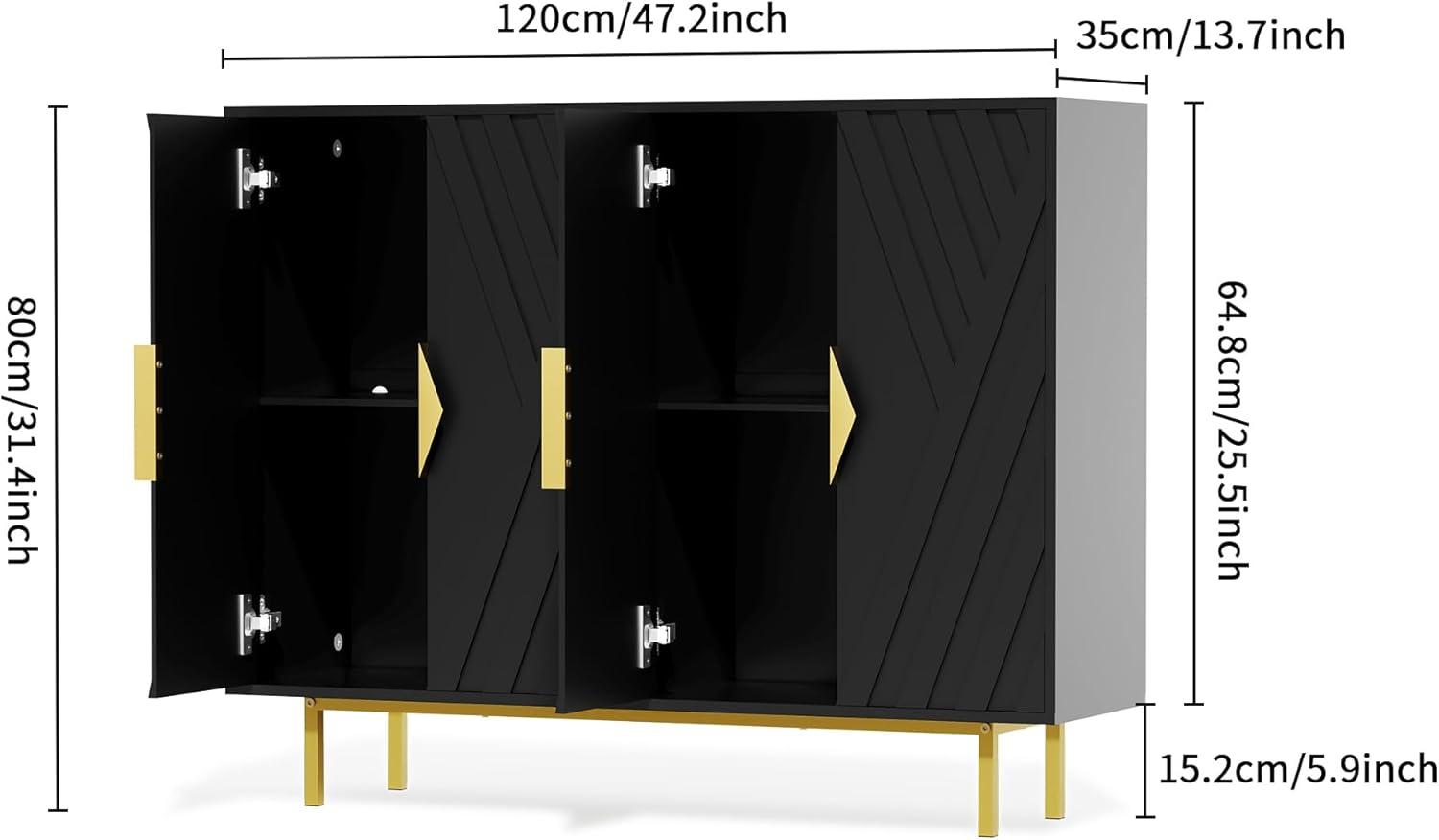 Mercer41 47.2" Accent Cabinet With 3D Geometric Doors