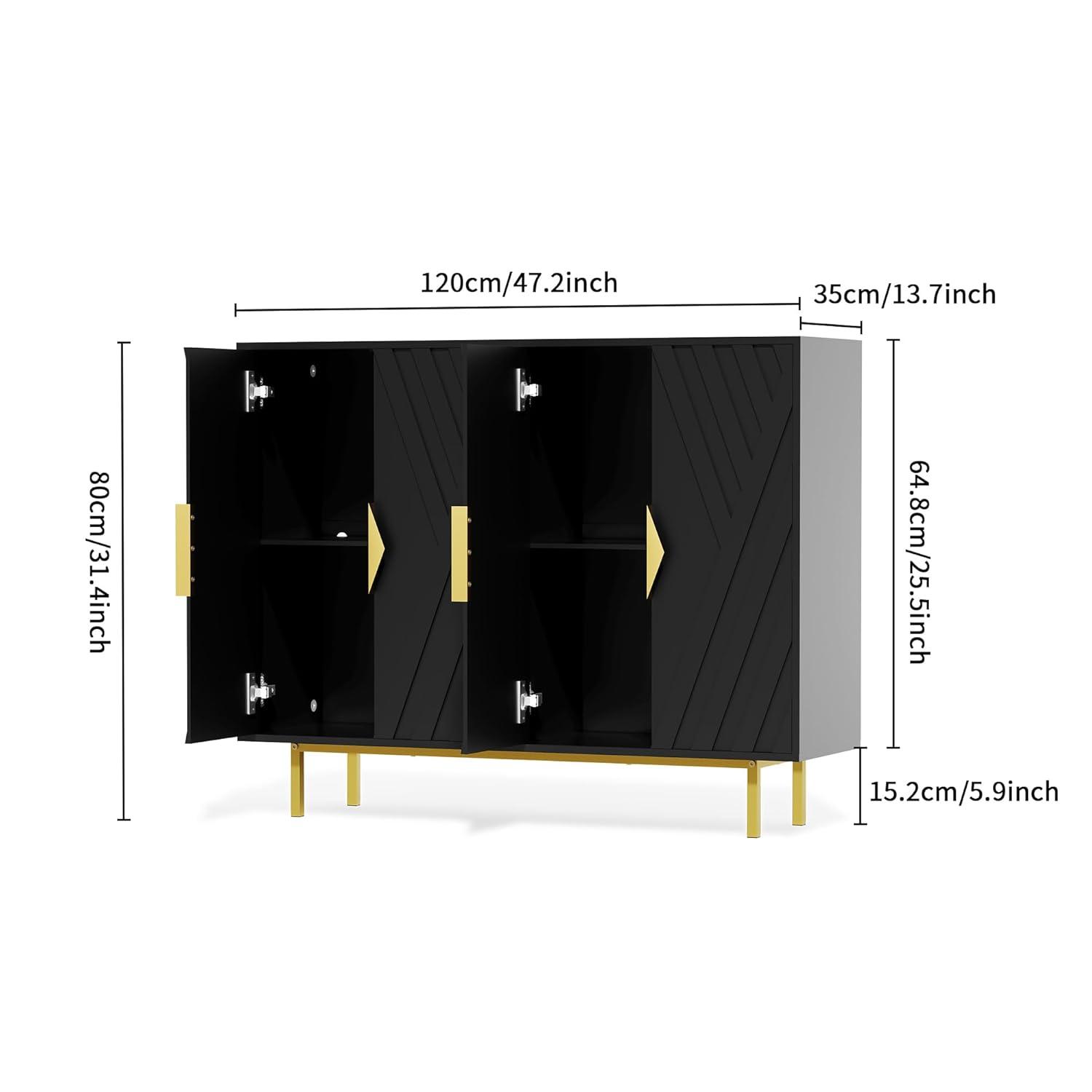 Mercer41 47.2" Accent Cabinet With 3D Geometric Doors