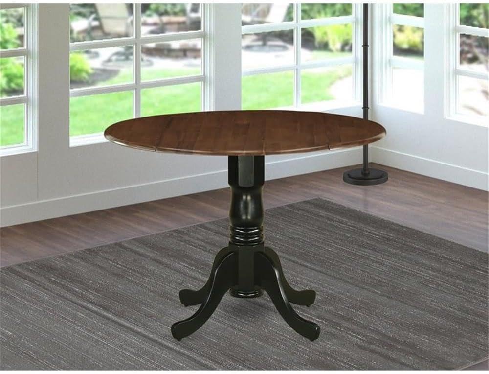 East West Furniture Dublin Traditional Wood Dining Table in Walnut/Black