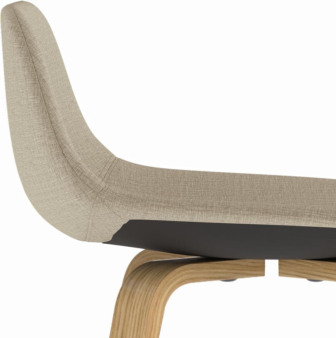 Simpli Home Randolph Upholstered Bentwood Mid-Century Modern Bar & Counter Stool with Chrome Footrest