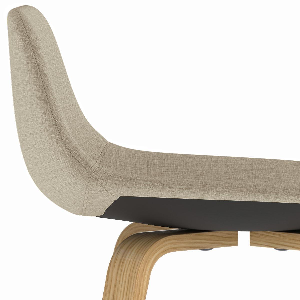 Simpli Home Randolph Upholstered Bentwood Mid-Century Modern Bar & Counter Stool with Chrome Footrest