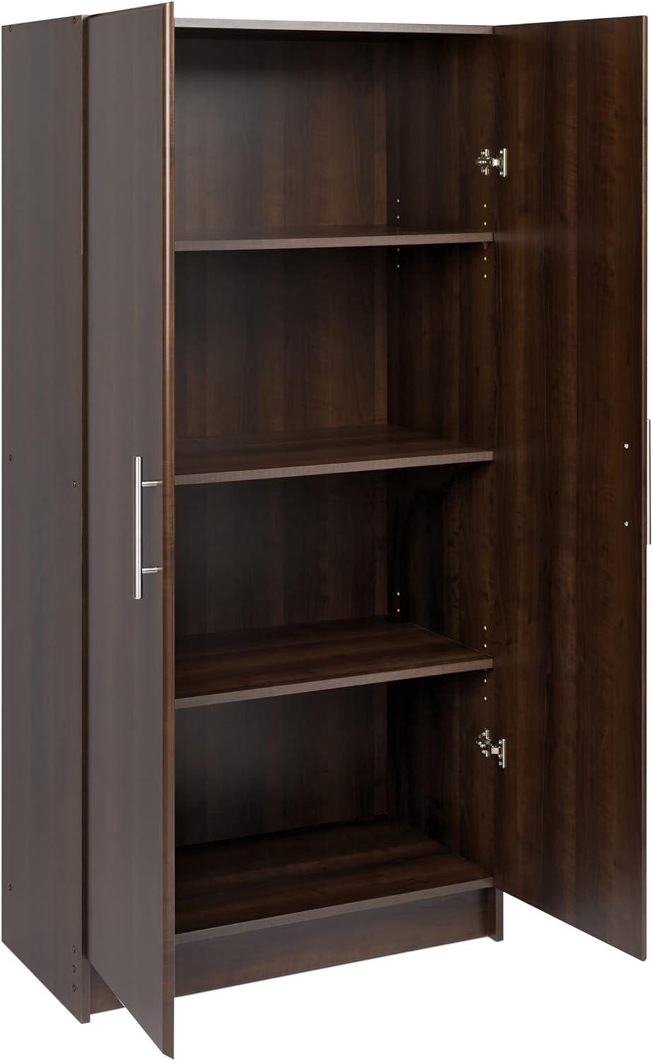 Espresso Freestanding Storage Cabinet with Adjustable Shelving