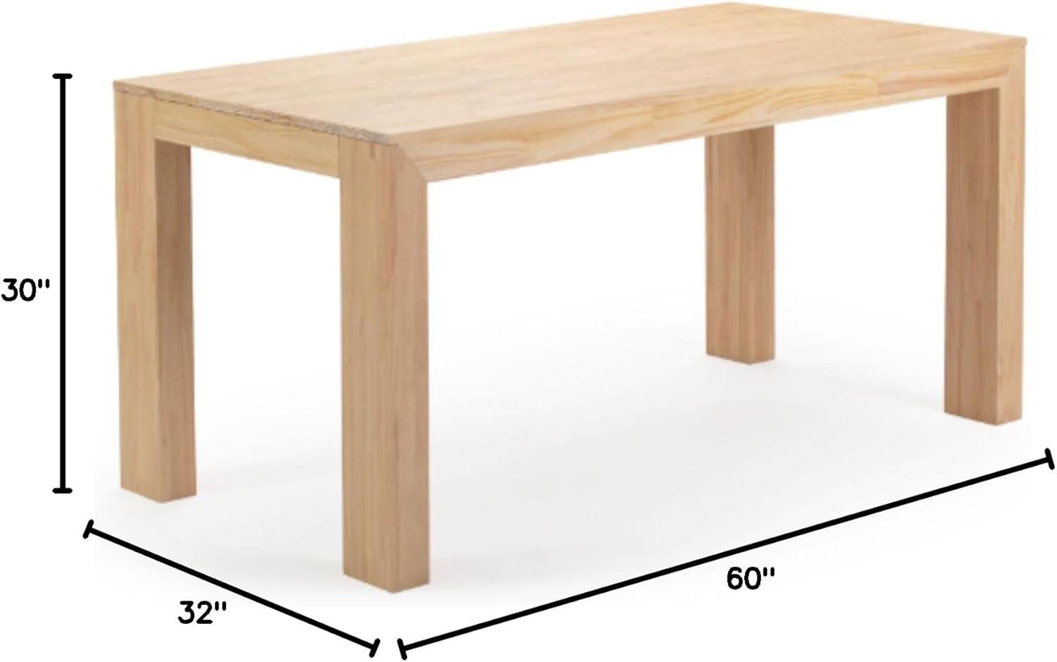 Plank+Beam 60" Modern Dining Table for 4, Solid Wood Rectangular Dining Table for Kitchen/Dining Room, Blonde Wirebrush