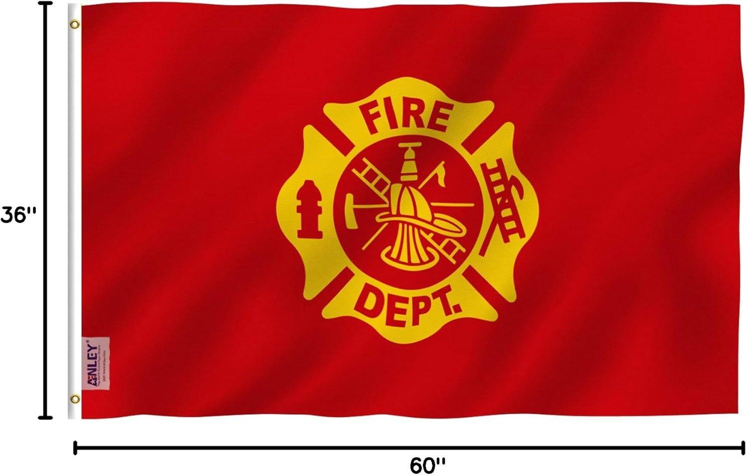 3x5 Feet Red and Yellow Fire Department Polyester Flag