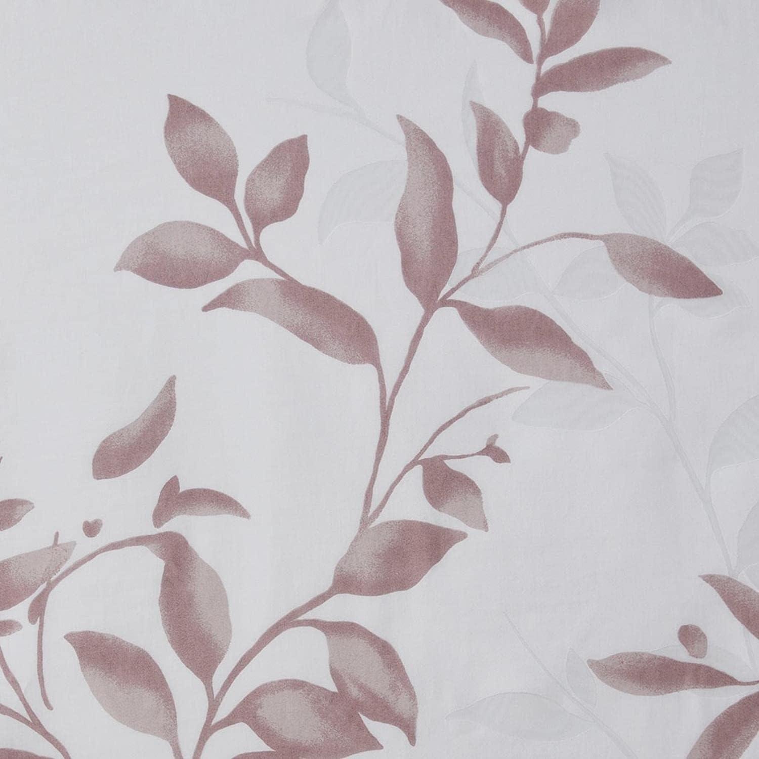 Mauve Botanical Leaf Print Fabric Shower Curtain 72x72