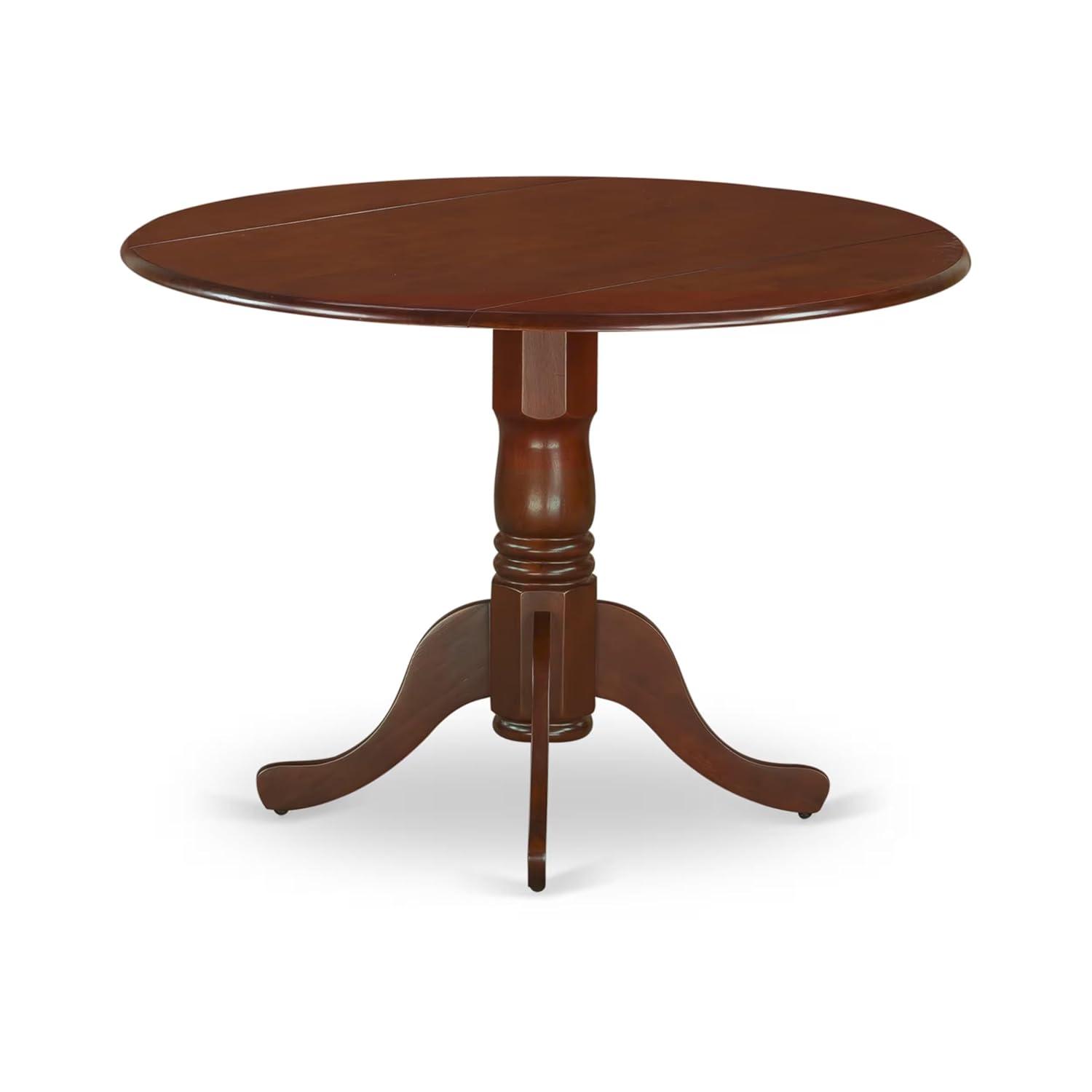 East West Furniture,Dublin Round Table With Two 9" Drop Leaves In A Mahogany Finish