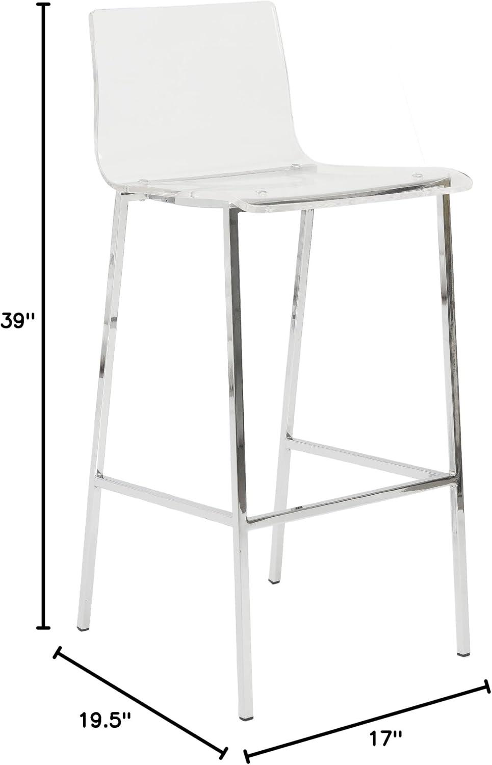 Clear Acrylic and Chrome Bar Height Stool Set