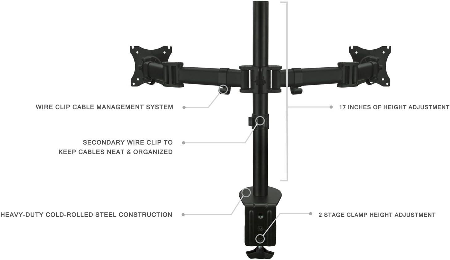 Mount-It MI-1752 27 in. Dual Monitor Mount for LCD LED Computer Displays