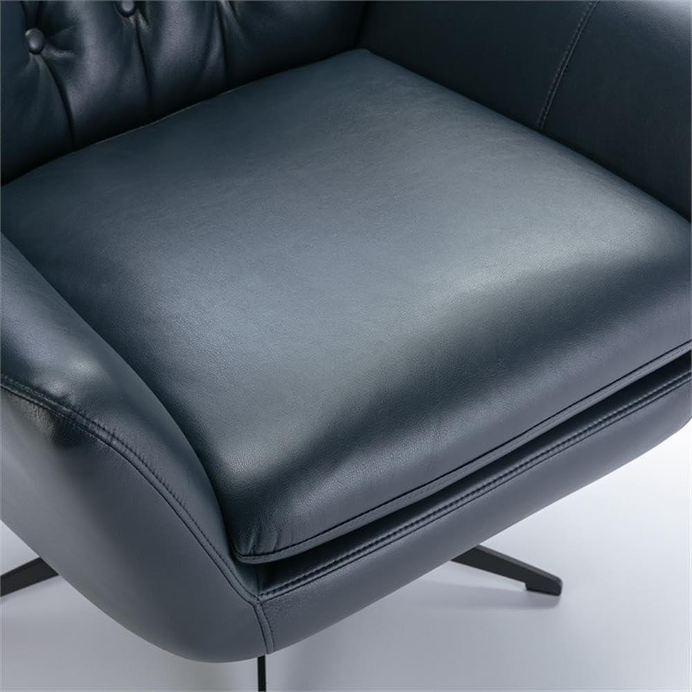 Comfort Pointe Clayton Midnight Blue Tufted Faux Leather Swivel Chair