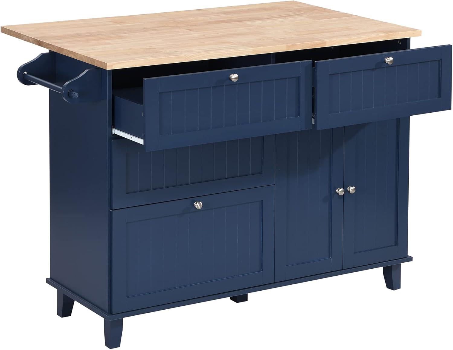 Harper & Bright Designs Kitchen Island Set with 2 Seatings and Drop Leaf, Farmhouse Dining Table Set with Storage Cabinet, Drawers and Towel Rack, Black