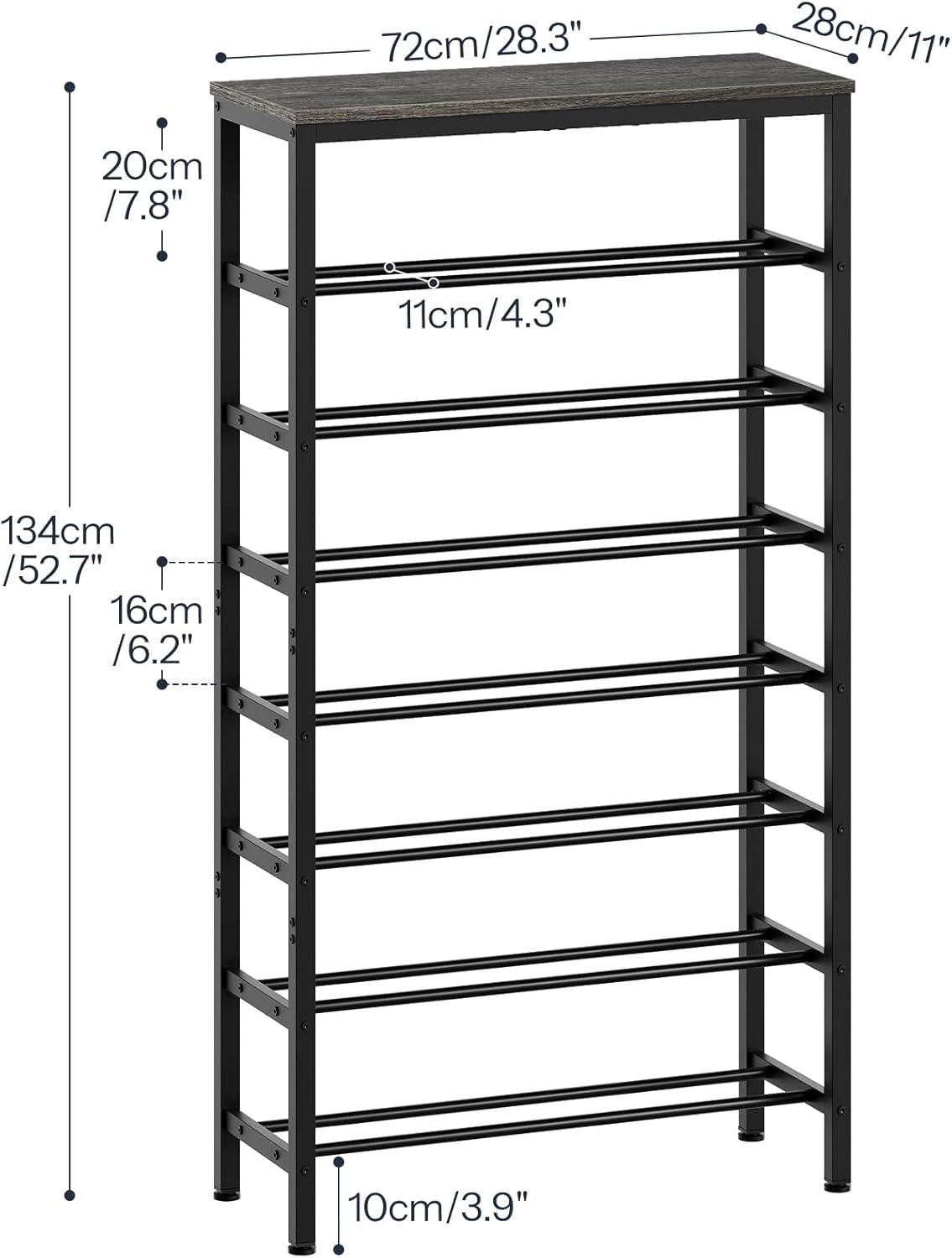 Shoe Rack, 6-Tier Shoe Organizer, for 18-24 Pairs of Shoes, Large Capacity Shoe Storage Shelf, Durable and Stable, for Entryway, Closet, Hallway, Dorm Room, Industrial, Rustic Brown BF67XJ01G1