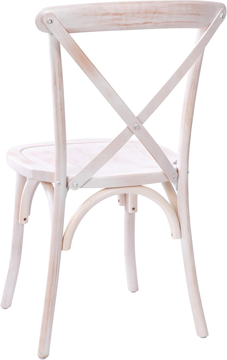 Merrick Lane X-Back Bistro Style Wooden High Back Dining Chair in Lime Wash