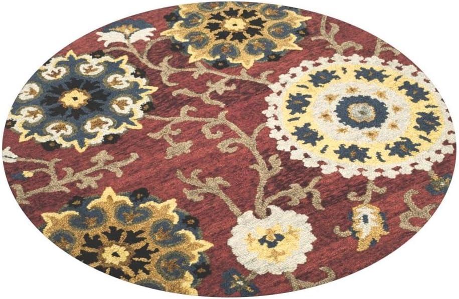 SAFAVIEH Blossom Danny Floral Wool Area Rug, Red/Multi, 6' x 6' Round