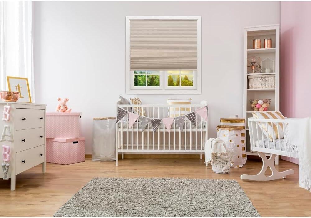 Redi Shade No Tools Easy Lift Trim-at-Home Cordless Cellular Blackout Fabric Shade Natural, 60 in x 64 in, (Fits windows 43 in - 60 in)