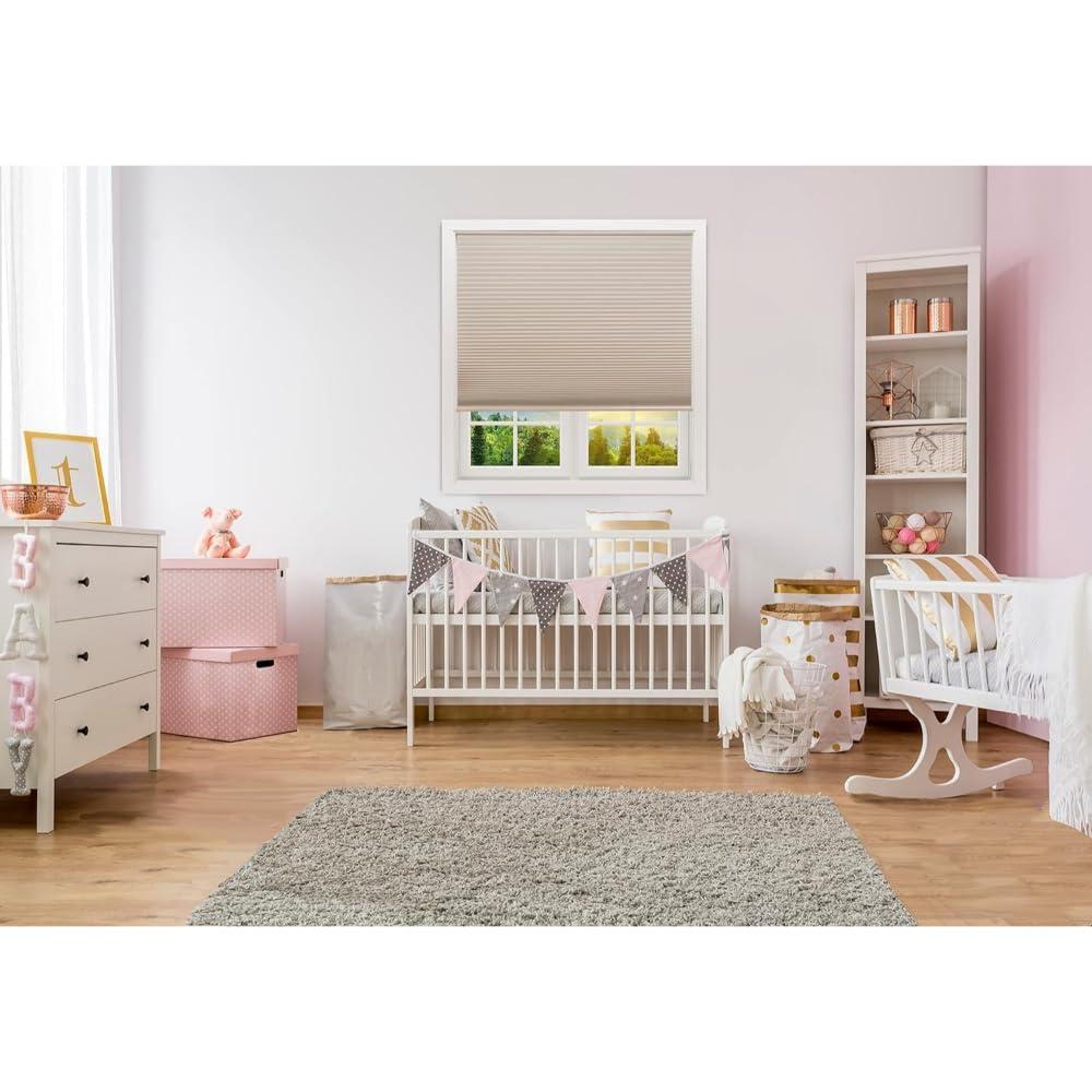 Redi Shade No Tools Easy Lift Trim-at-Home Cordless Cellular Blackout Fabric Shade Natural, 60 in x 64 in, (Fits windows 43 in - 60 in)