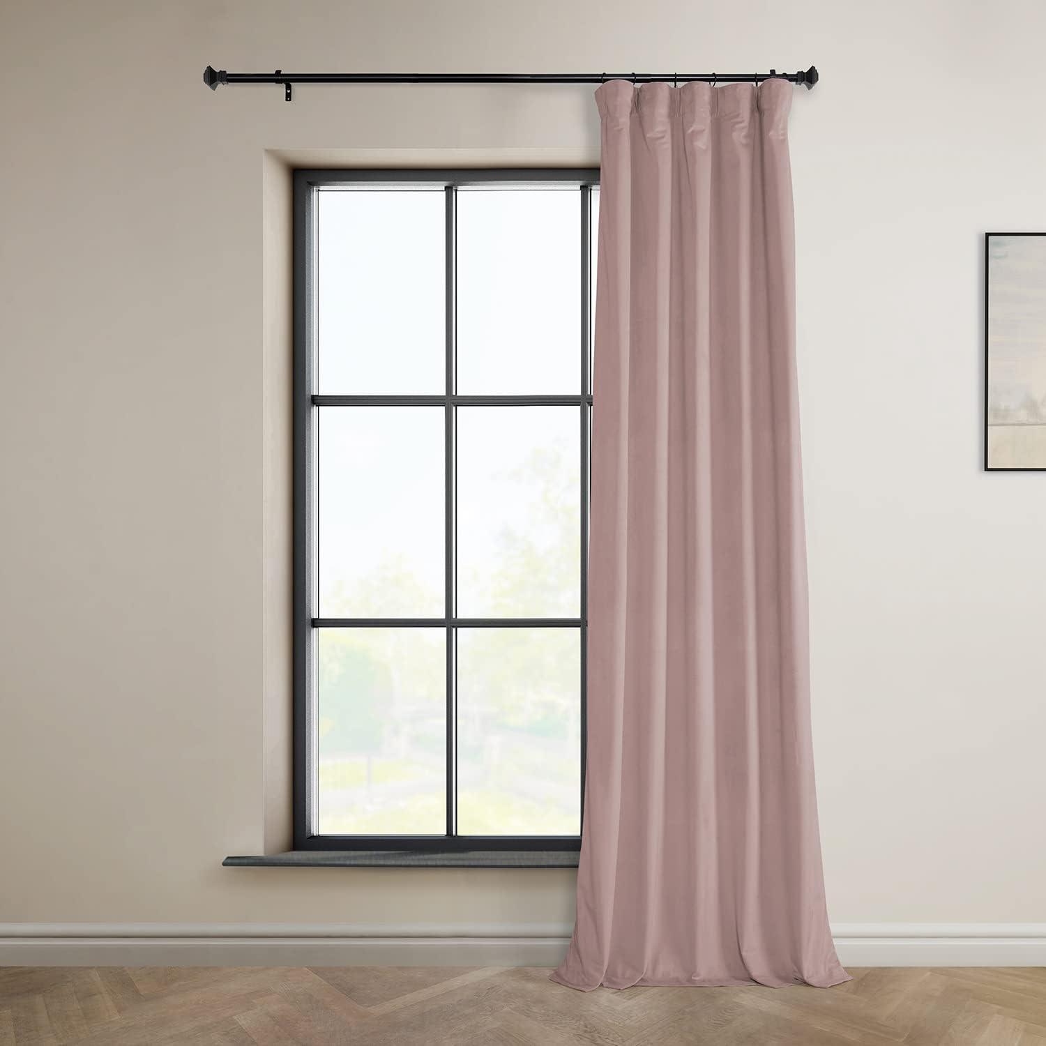 Ballet Pink Velvet Room-Darkening Curtain Panel, 84"