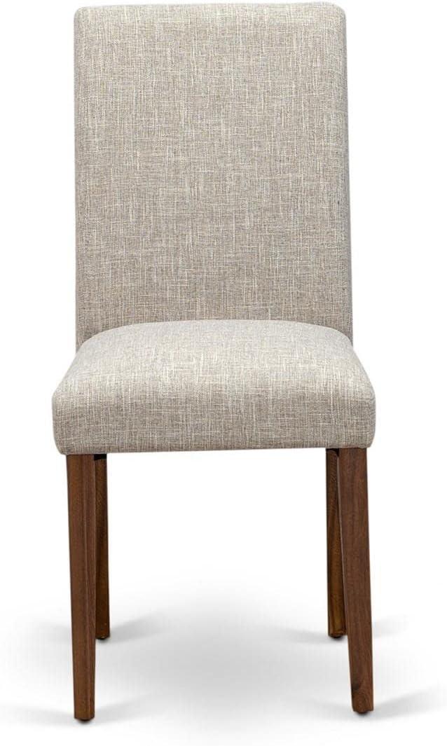 East West Furniture Abbott 35" Linen Dining Chairs in Natural/Gray (Set of 2)