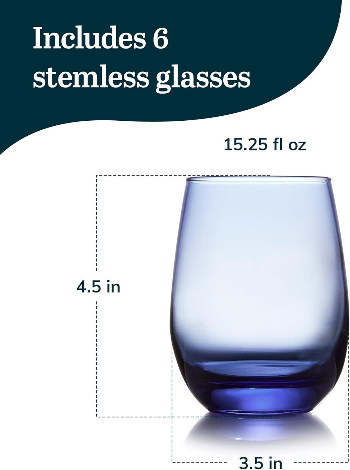 Classic Libbey All-Purpose Stemless Wine Glasses