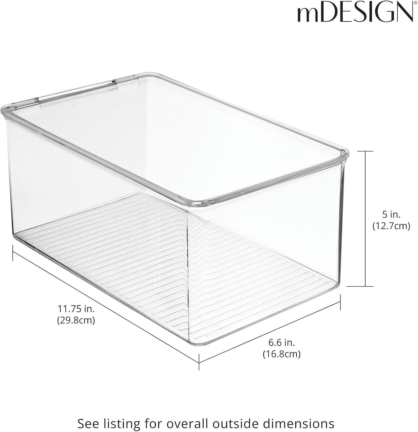 mDesign Plastic Stackable Toy Storage Bin Box with Hinge Lid, 8 Pack - Clear