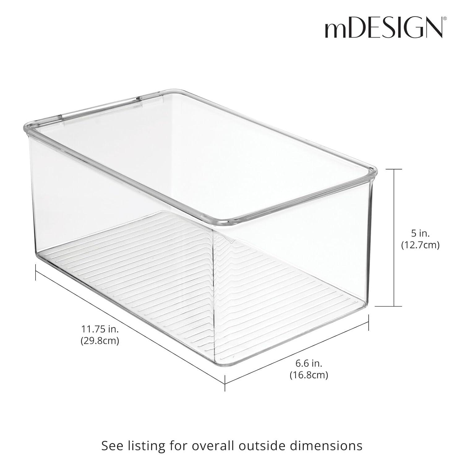 mDesign Plastic Stackable Toy Storage Bin Box with Hinge Lid, 8 Pack - Clear