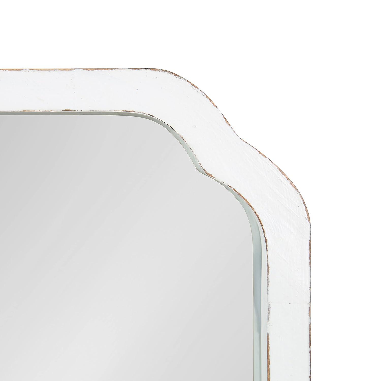 Kate & Laurel All Things Decor 24"x24" Marston Farmhouse Rectangle Wall Mirror White: No Assembly, Wood Frame, Wall Mounted