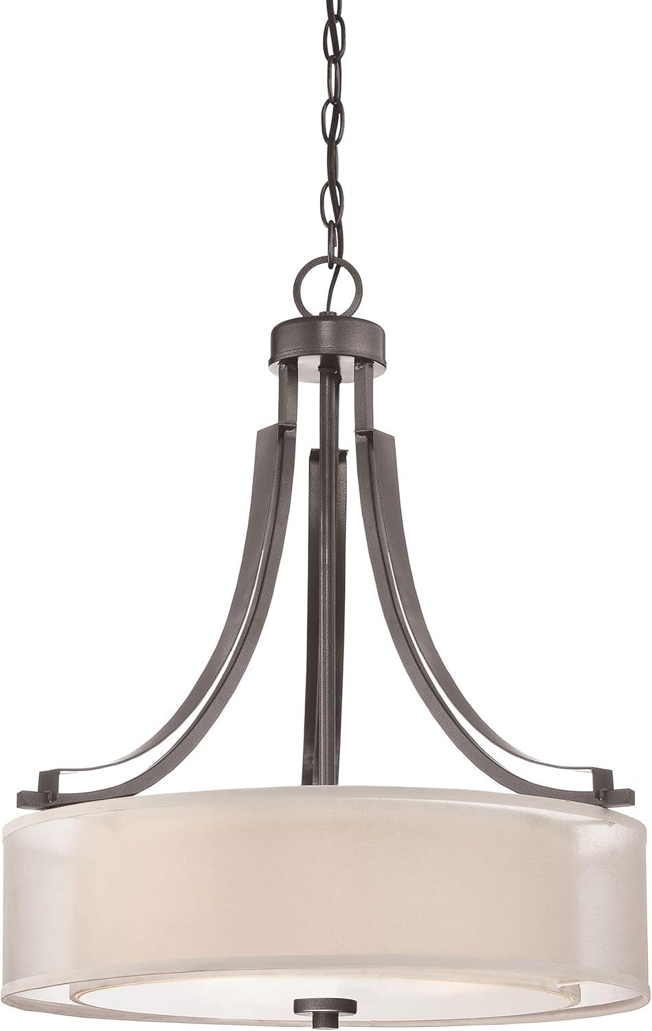 4104-172-Minka Lavery-Parsons Studio - Pendant 3 Light Translucent Sliver Linen in Transitional Style - 23.5 inches tall by 20.5 inches wide-Smoked
