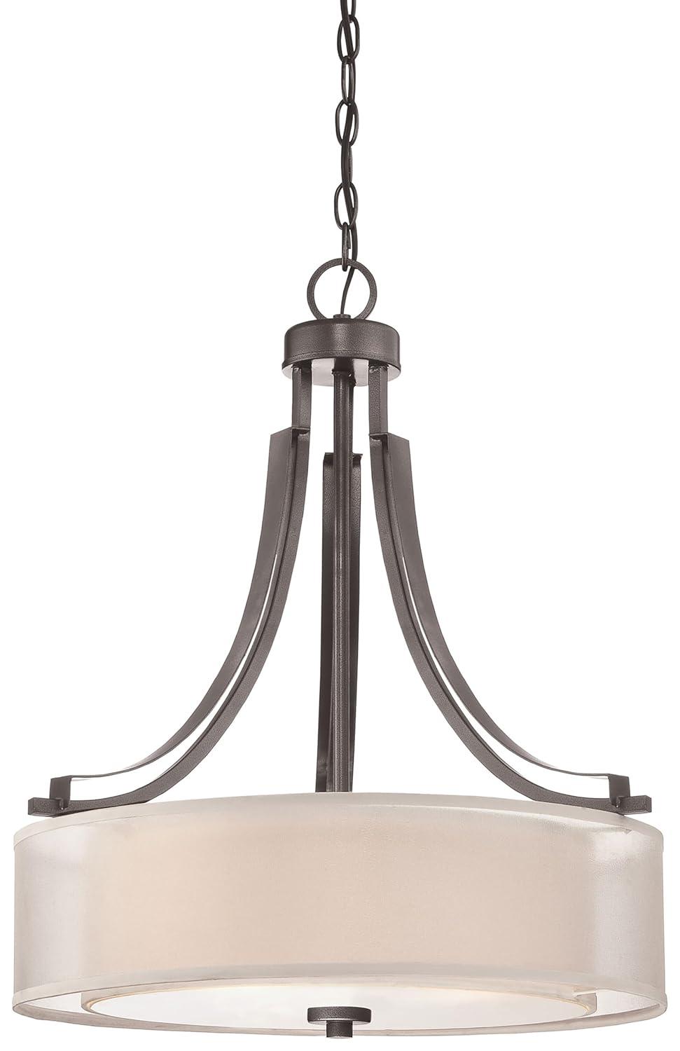 4104-172-Minka Lavery-Parsons Studio - Pendant 3 Light Translucent Sliver Linen in Transitional Style - 23.5 inches tall by 20.5 inches wide-Smoked