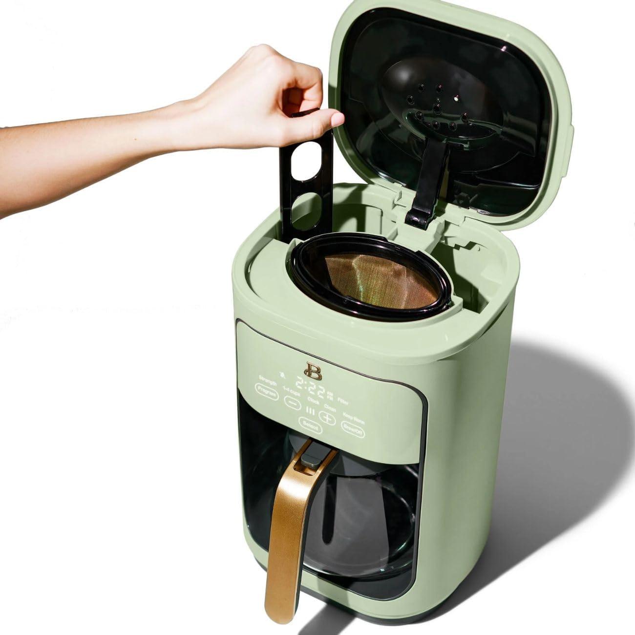 Beautiful 14-Cup Programmable Drip Coffee Maker with Touch-Activated Display, Sage Green by Drew Barrymore