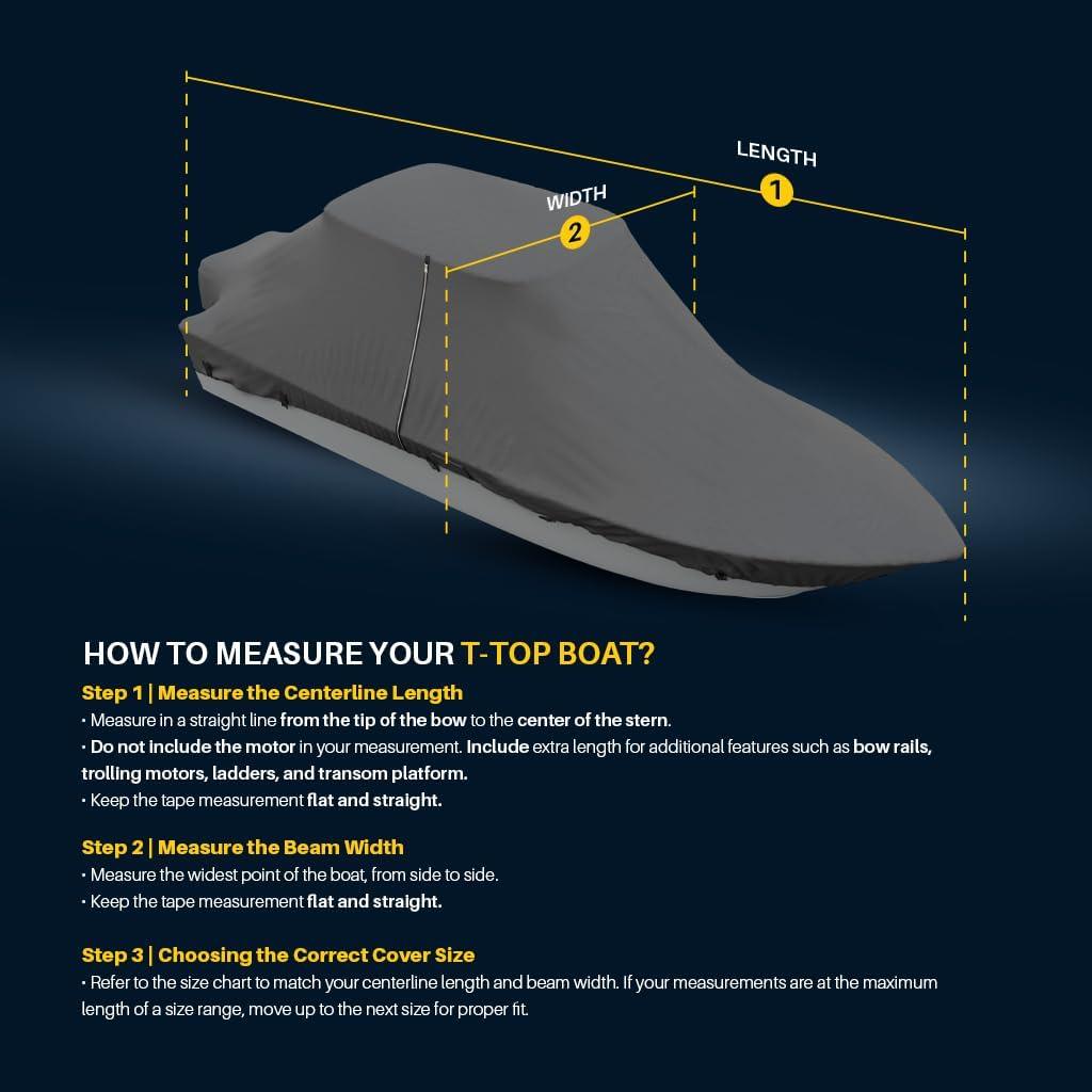 Heavy-Duty Gray Waterproof T-Top Boat Cover for 20ft Center Console