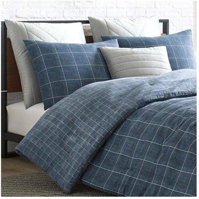 Kenneth Cole New York Holden Grid Duvet Cover Set - Blue