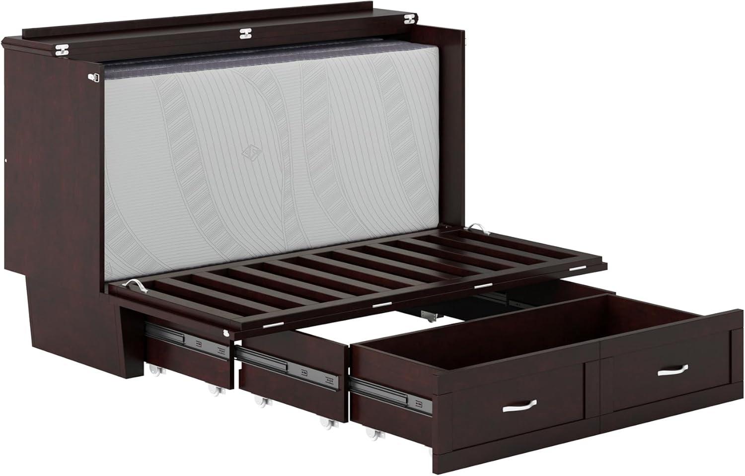 Queen Monroe Murphy Bed Chest with Memory Foam Mattress - AFI