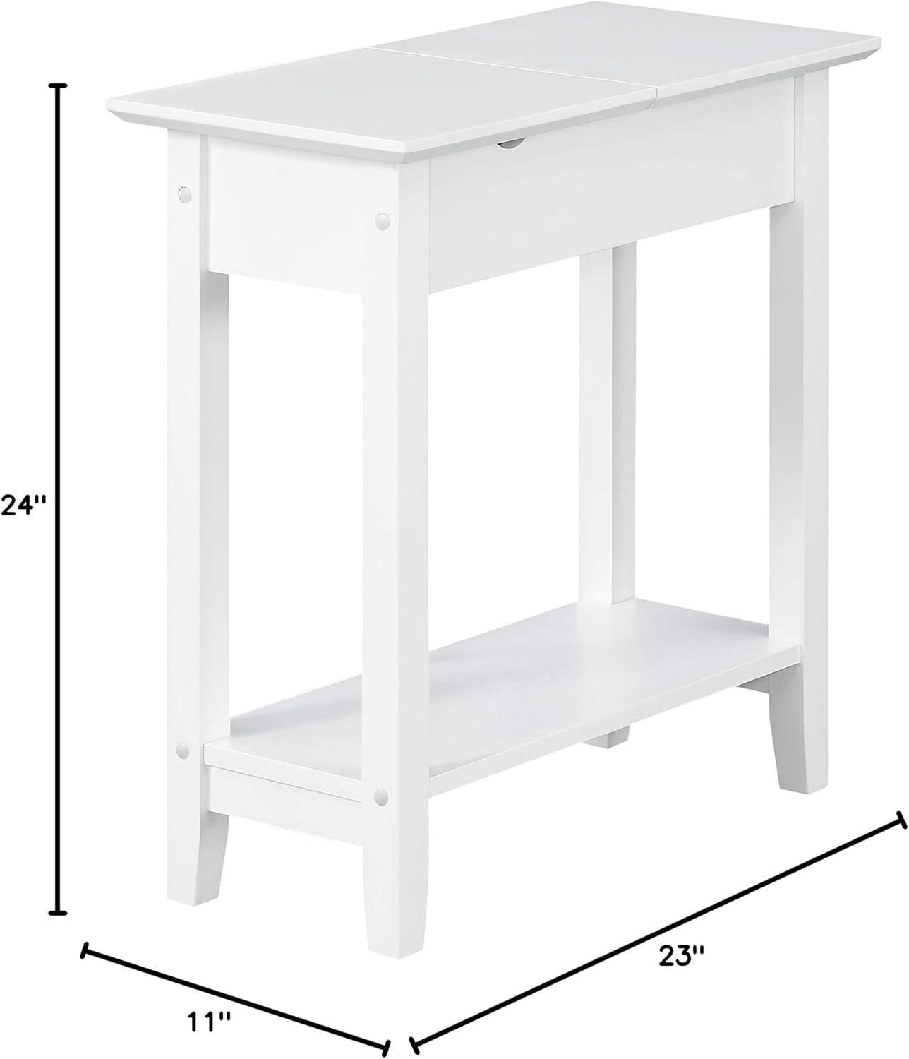 Convenience Concepts American Heritage Flip Top End Table with Charging Station and Shelf, White