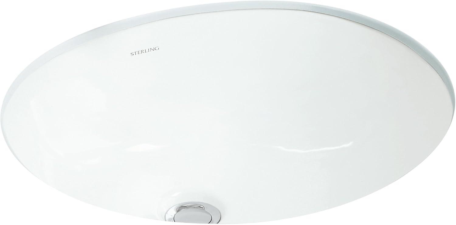 White Oval Vitreous China Undermount Bathroom Sink