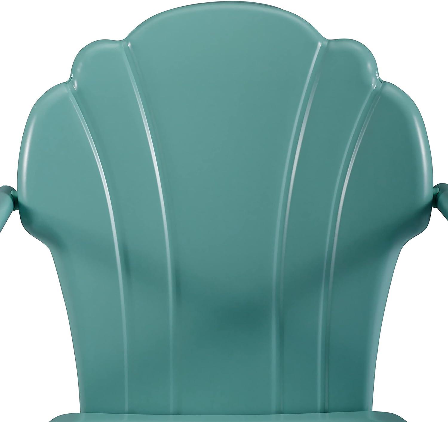 2pc Tulip Retro Metal Chair - Blue - Crosley: Steel Construction, Weather-Resistant, Vintage Design