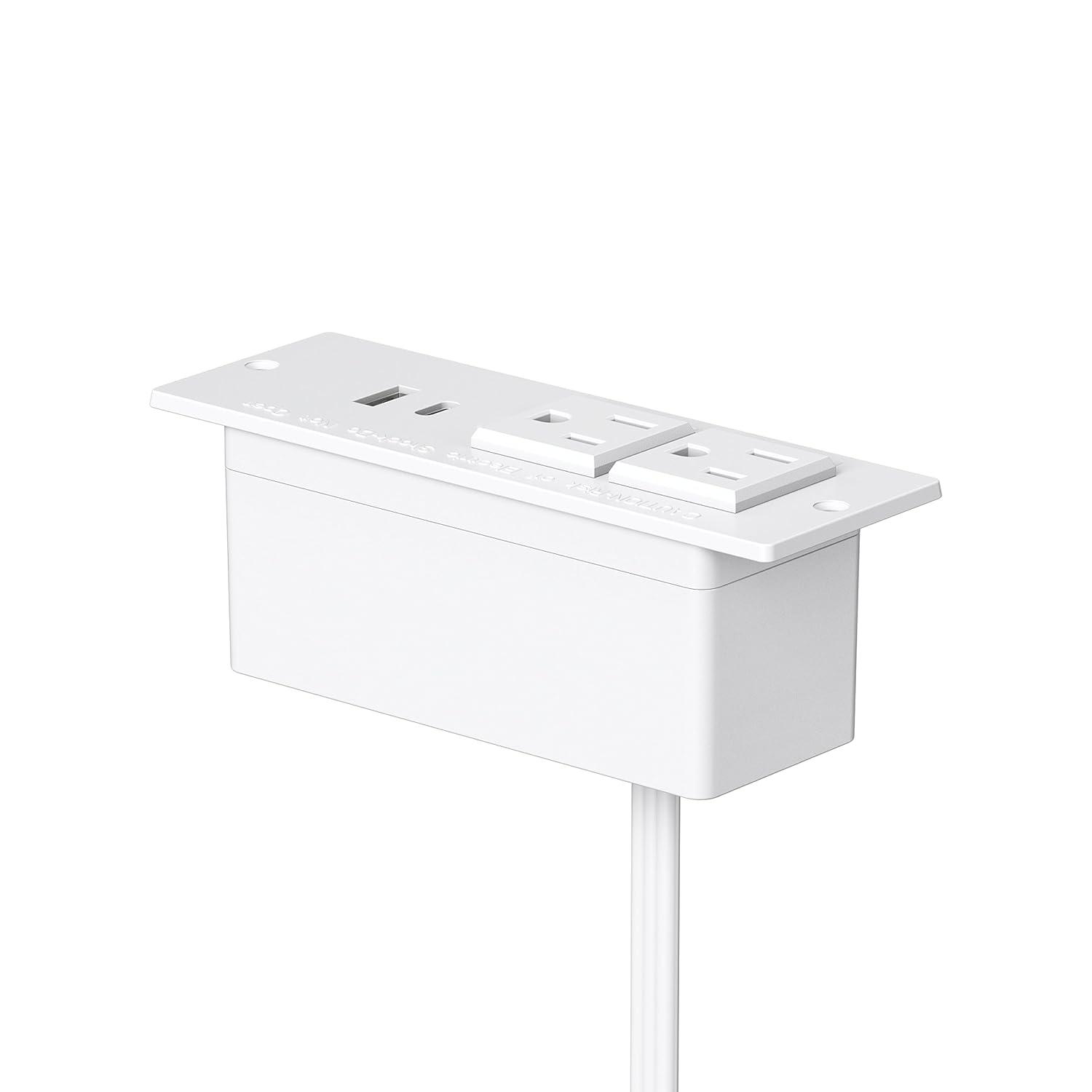 Recessed Power Strip with USB C 20W PD, Conference Flush Mount Desk Outlets Bulit-in Power Socket for Cabinet Nightstand Counter
