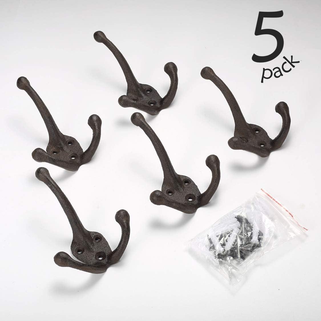 Antique Black Cast Iron Heavy Duty Wall Hooks Set