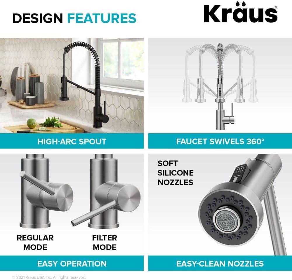 Kraus Bolden 2-in-1 Commercial Style Pull-Down Single Handle Water Filter