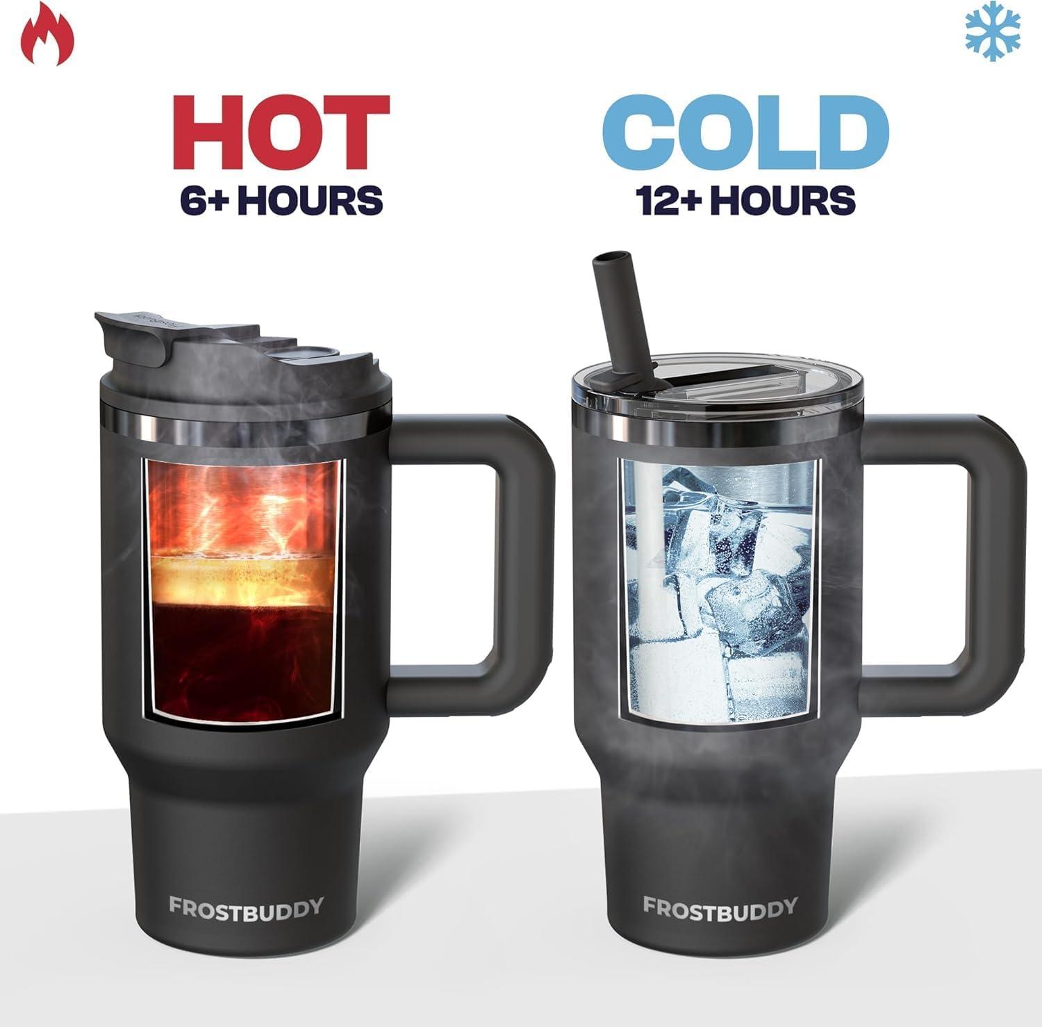 FrostBuddy 40 Oz Thicc Buddy Insulated Tumbler | Stainless Steel + Chapstick Holder Lights 40