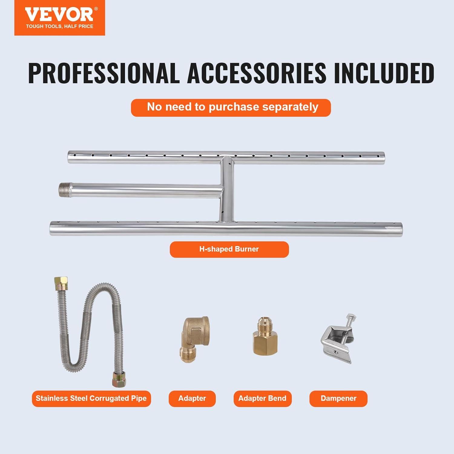 VEVOR 17.95'' x 6.02'' Rectangle Stainless Steel Fire Pit Accessory