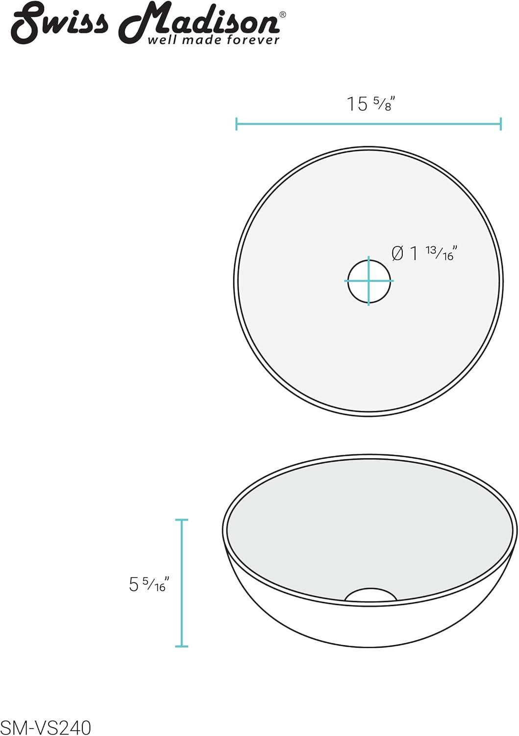 Minimalist White Ceramic Above-Counter Vessel Sink